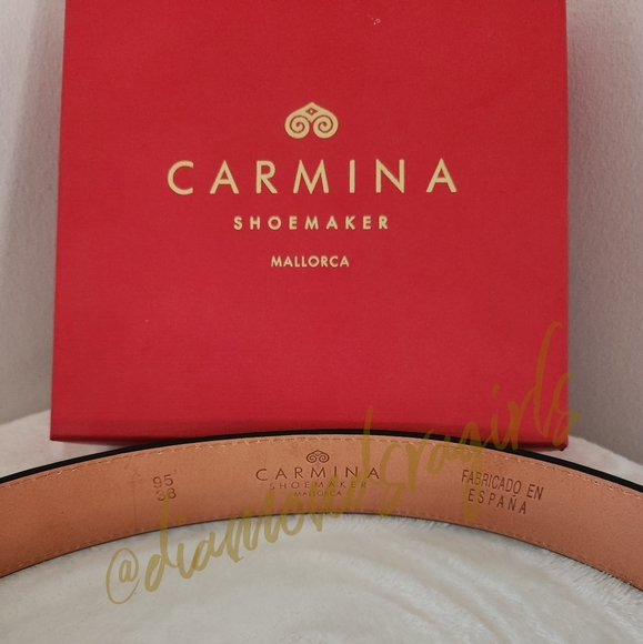 CARMINA Shoemaker Mens Cordovan Leather Belt Black Sz. 38/95 35MM New In Box - Picture 5 of 16